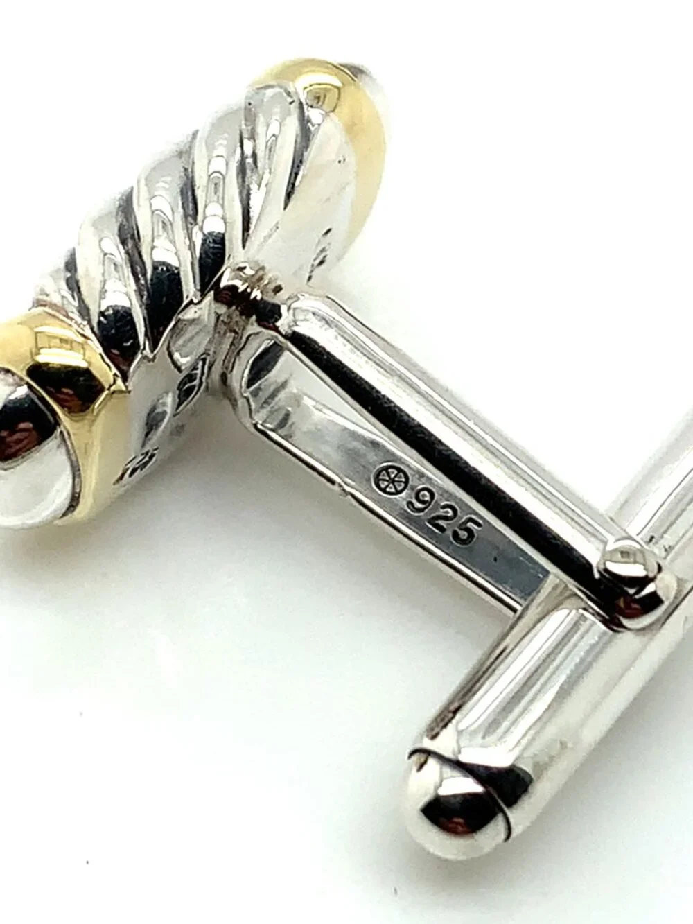 David Yurman Sterling Silver and 18K Gold Cufflinks